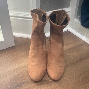 Steve Madden Women's Brisk Block-Heel Sock Booties Brown Suede Ankle Boots